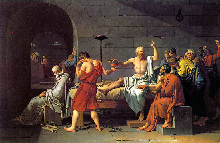 Socrate prêt à boire de la cigüe